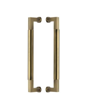 Heritage Brass Door Pull Handle Bauhaus Design 330mm Antique Brass Finish