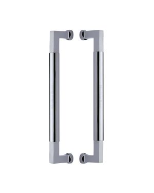 Heritage Brass Door Pull Handle Bauhaus Design 330mm Polished Chrome Finish
