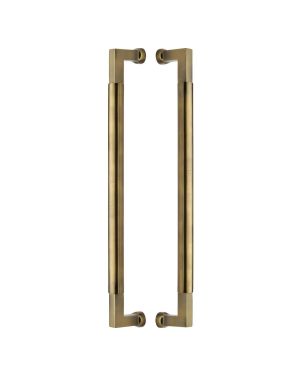 Heritage Brass Door Pull Handle Bauhaus Design 483mm Antique Brass Finish