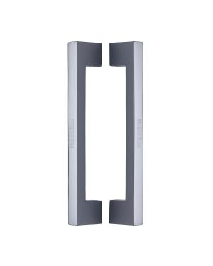 Heritage Brass Back to Back Door Pull Handle Metro Design 305mm Polished Chrome Finish