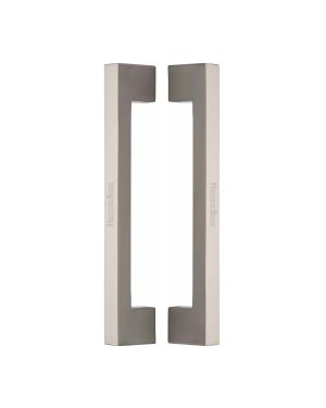 Heritage Brass Back to Back Door Pull Handle Metro Design 305mm Satin Nickel Finish