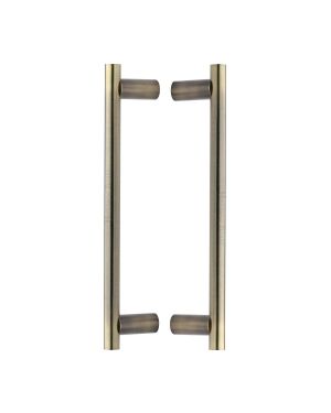 Heritage Brass Back to Back Door Pull Handle Round Bar Design 336mm Antique Brass Finish