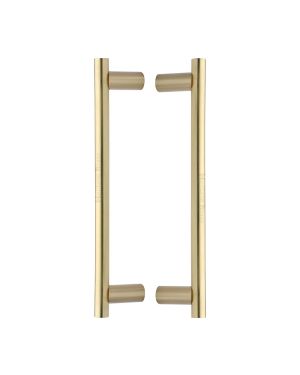 Heritage Brass Back to Back Door Pull Handle Round Bar Design 336mm&nbsp;Satin Brass Finish