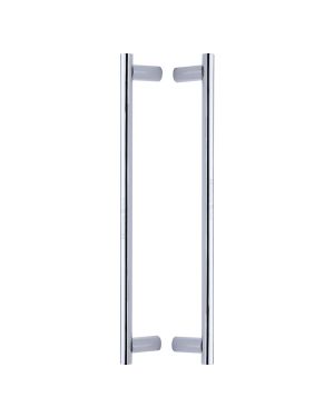 Heritage Brass Back to Back Door Pull Handle Round Bar Design 489mm Polished Chrome Finish