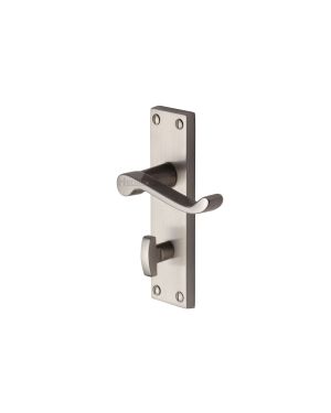 Heritage Brass Door Handle for Bathroom Builders' Range Satin Nickel finish
