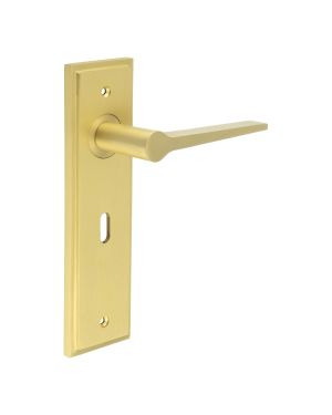 Knightsbridge Lever On Backplate - Satin Brass