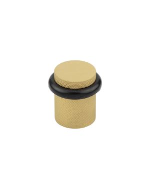 Burlington Floor Mounted Knurled Door Stop - Satin Brass