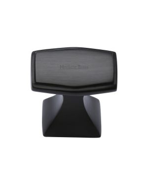 Heritage Brass Cabinet Knob Deco Design 32mm Matt Black finish
