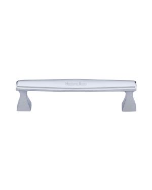 Heritage Brass Cabinet Pull Deco Design 128mm CTC Satin Chrome Finish