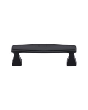 Heritage Brass Cabinet Pull Deco Design 96mm CTC Matt Black Finish