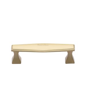 Heritage Brass Cabinet Pull Deco Design 96mm CTC Satin Brass Finish