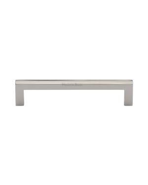 Heritage Brass Cabinet Pull&nbsp;Square Metro Design 128mm CTC Polished Nickel Finish