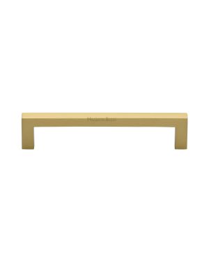 Heritage Brass Cabinet Pull Square Metro Design 128mm CTC Satin Brass Finish