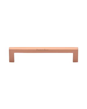 Heritage Brass Cabinet Pull Square Metro Design 128mm CTC Satin Rose Gold Finish