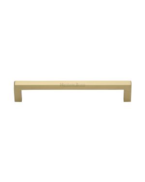 Heritage Brass Cabinet Pull Square Metro Design 160mm CTC Satin Brass Finish