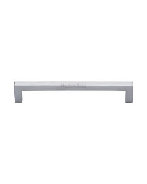 Heritage Brass Cabinet Pull Square Metro Design 160mm CTC Satin Chrome Finish