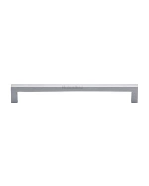 Heritage Brass Cabinet Pull Square Metro Design 192mm CTC Satin Chrome Finish