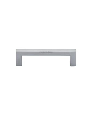 Heritage Brass Cabinet Pull Square Metro Design 96mm CTC Satin Chrome Finish