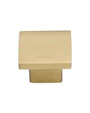 Heritage Brass Cabinet Knob Classic Square Design 32mm Satin Brass finish
