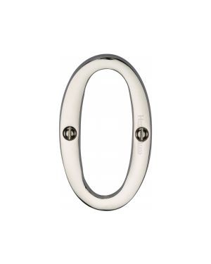 Heritage Brass Numeral 0 Face Fix 76mm (3") Polished Nickel finish
