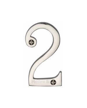 Heritage Brass Numeral 2 Face Fix 76mm (3") Polished Nickel finish