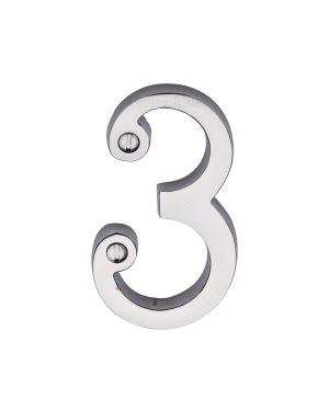 Heritage Brass Numeral 3 Face Fix 76mm (3") Polished Chrome finish