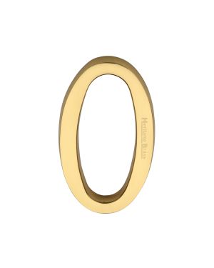 Heritage Brass Numeral 0 Concealed Fix 76mm (3") Unlacquered Brass finish