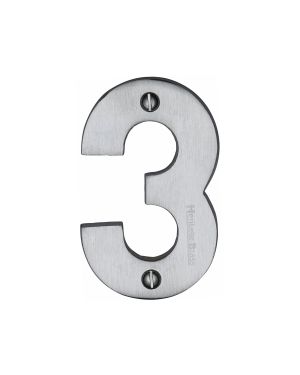 Heritage Brass Numeral 3 Face Fix 76mm (3") Satin Chrome finish