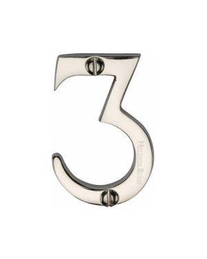 Heritage Brass Numeral 3 Face Fix 51mm (2") Polished Nickel finish