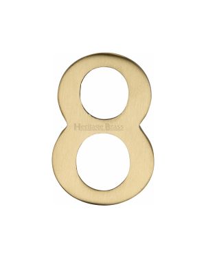 Heritage Brass Numeral 8 Self Adhesive 51mm (2") Satin Brass finish