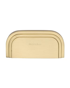 Heritage Brass Drawer Pull Bauhaus Design 76mm CTC Satin Brass Finish