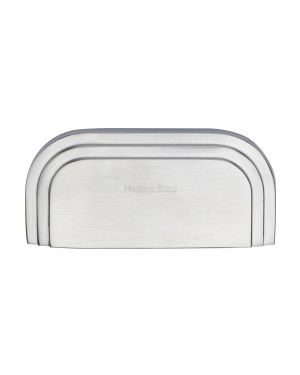 Heritage Brass Drawer Pull Bauhaus Design 76mm CTC Satin Chrome Finish