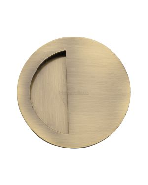 Round Half Moon Flush Pull Antique Brass finish