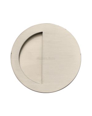Round Half Moon Flush Pull Satin Nickel finish