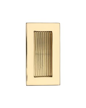 Reeded Rectangular Flush Pull 105 x 58mm Polished Brass finish