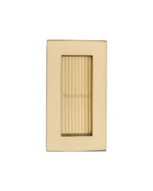 Reeded Rectangular Flush Pull 105 x 58mm Satin Brass finish