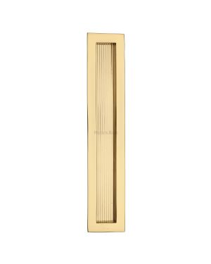 Reeded Rectangular Flush Pull 300 x 58mm Polished Brass finish