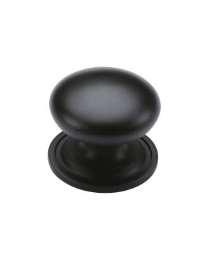 Heritage Brass Cabinet Knob Victorian Round Design with base 48mm Matt Black finish