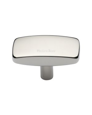 Heritage Brass Cabinet Knob Rectangular Design 47mm Polished Nickel finish