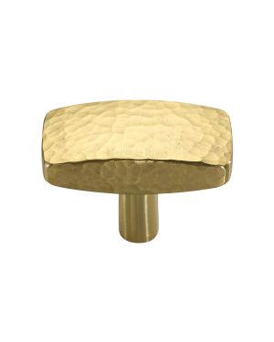 Heritage Brass Cabinet Knob Rectangular Hammered Design 41mm Polished Brass finish