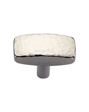 Heritage Brass Cabinet Knob Rectangular Hammered Design 41mm Polished Nickel finish