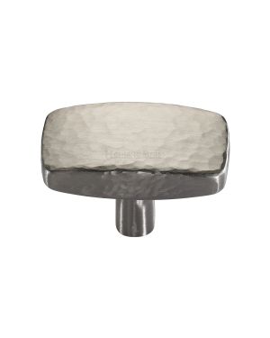 Heritage Brass Cabinet Knob Rectangular Hammered Design 41mm Satin Nickel finish