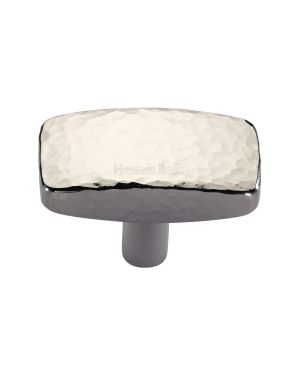 Heritage Brass Cabinet Knob Rectangular Hammered Design 47mm Polished Nickel finish