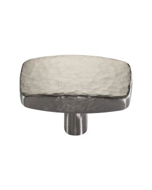 Heritage Brass Cabinet Knob Rectangular Hammered Design 47mm Satin Nickel finish