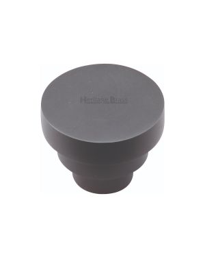 Heritage Brass Cabinet Knob Round Stepped Design 32mm Matt Black finish