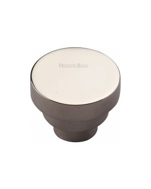 Heritage Brass Cabinet Knob Round Stepped Design 32mm Polished Nickel finish