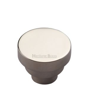 Heritage Brass Cabinet Knob Round Stepped Design 38mm Polished Nickel finish