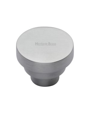 Heritage Brass Cabinet Knob Round Stepped Design 38mm Satin Chrome finish