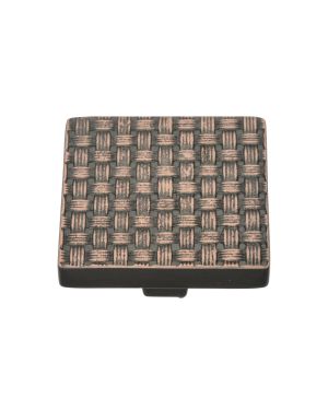 Heritage Brass Cabinet Knob Square Weave Design 38mm Aged Copper finish