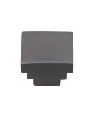 Heritage Brass Cabinet Knob Square Stepped Design 32mm Matt Black finish